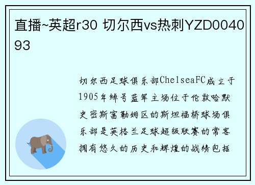直播~英超r30 切尔西vs热刺YZD004093